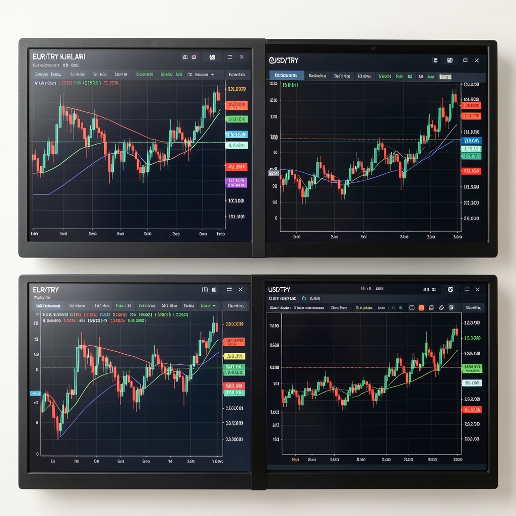 Döviz kurları EUR/TRY ve USD/TRY değişim grafikleri ve teknik analiz göstergeleri