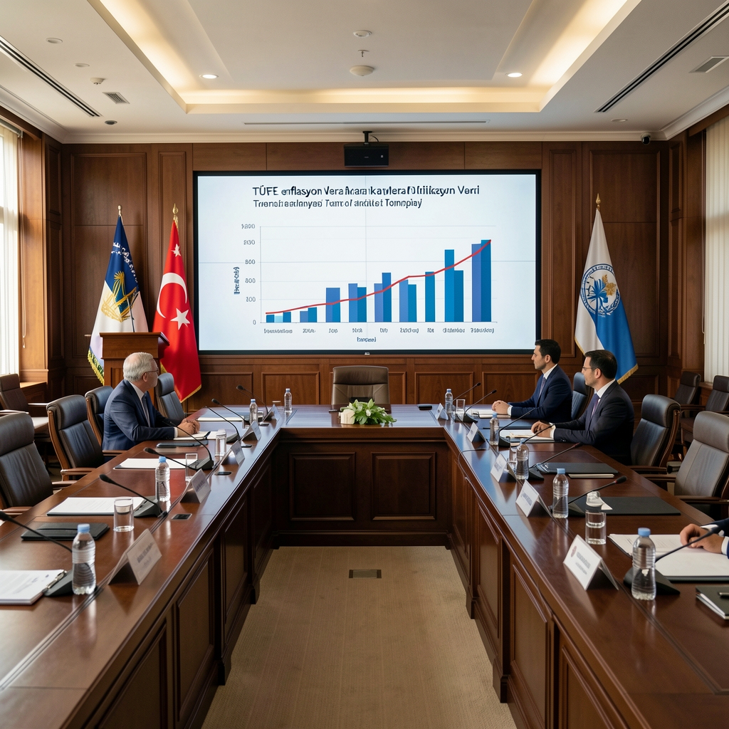 Türkiye TÜFE enflasyon veri grafiği ve merkez bankası para politikası toplantı salonu